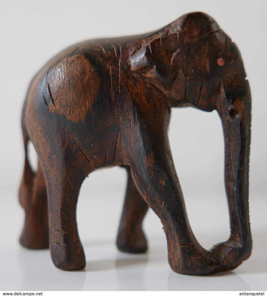 Petite Figurine éléphant En Bois Peint - Autres & Non Classés