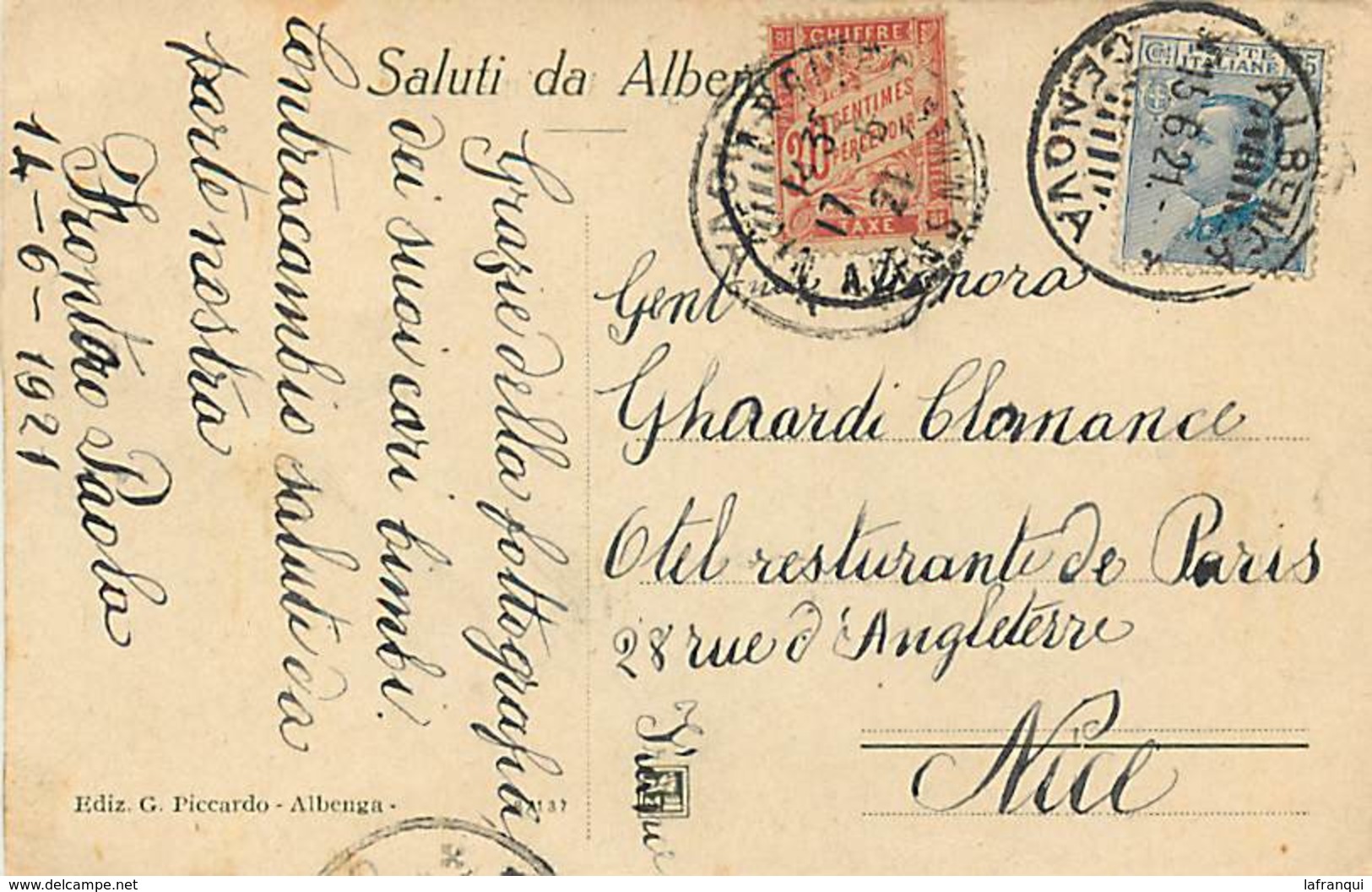 Ref Y101- Italie - Italia - Italy -albenga -viale Dei Mille /-etat :petit Et Leger Grattage Haut Droit - - Altri & Non Classificati