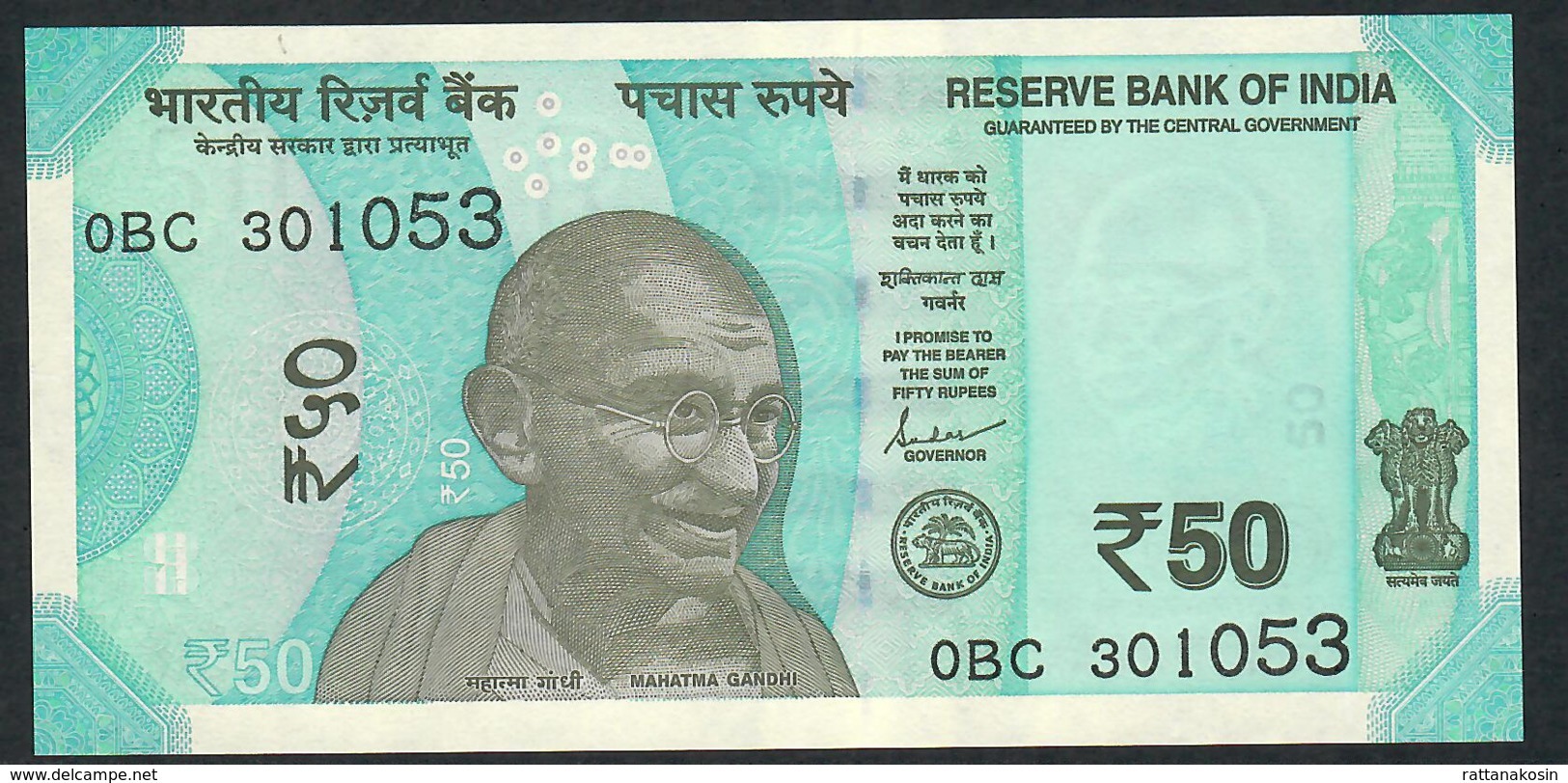 INDIA  P111c 50 RUPEES 2019 # 0BC    NO LETTER         UNC. - India