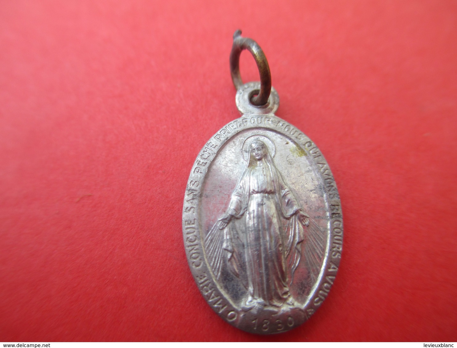 Mini- Médaille Religieuse Ancienne/O Marie .. / Coeurs Sacrés /Aluminium/début XXéme CAN602 - Religion & Esotérisme