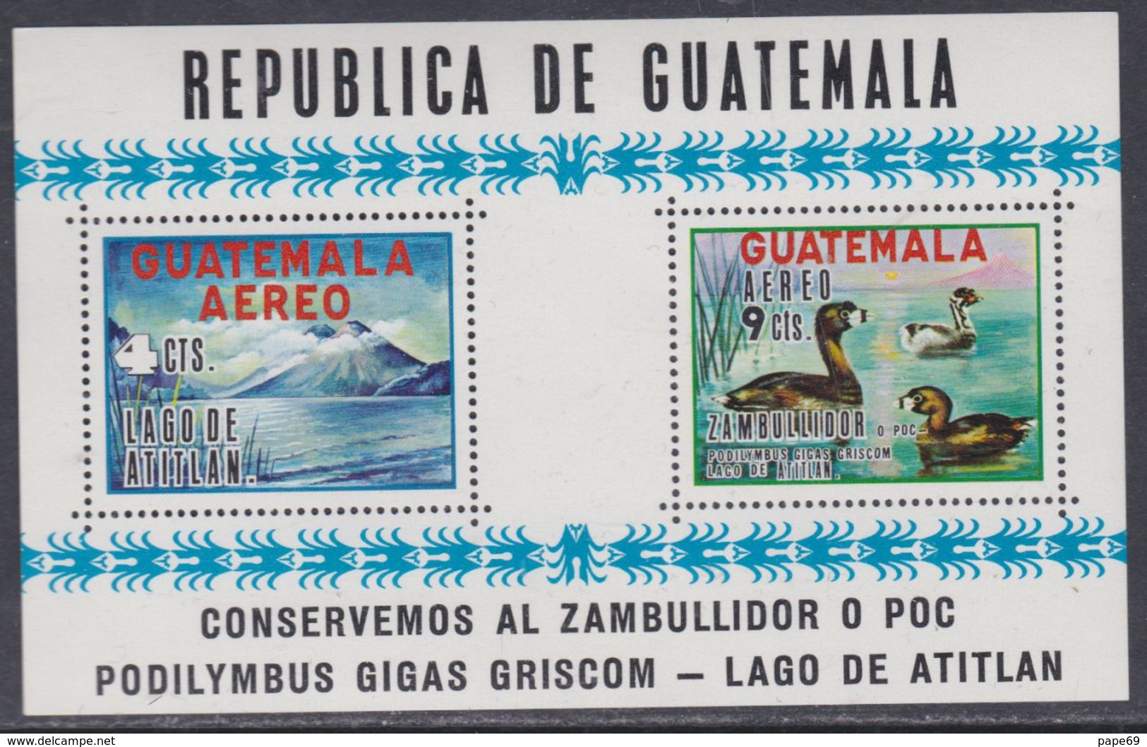 Guatemala BF N° 11 XX Protection De La Grèbe Géante, Le Bloc Sans Charnière, TB - Guatemala