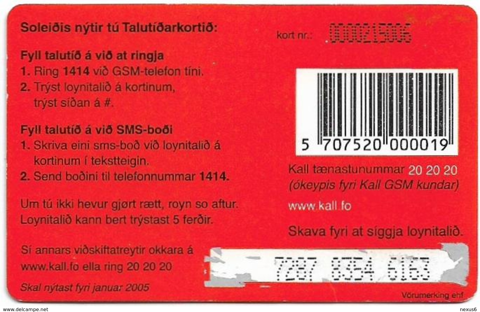 Faroe - Kall 3 Figures, 50Kr. GSM Refill, Exp.01.2005, Used - Faeroër