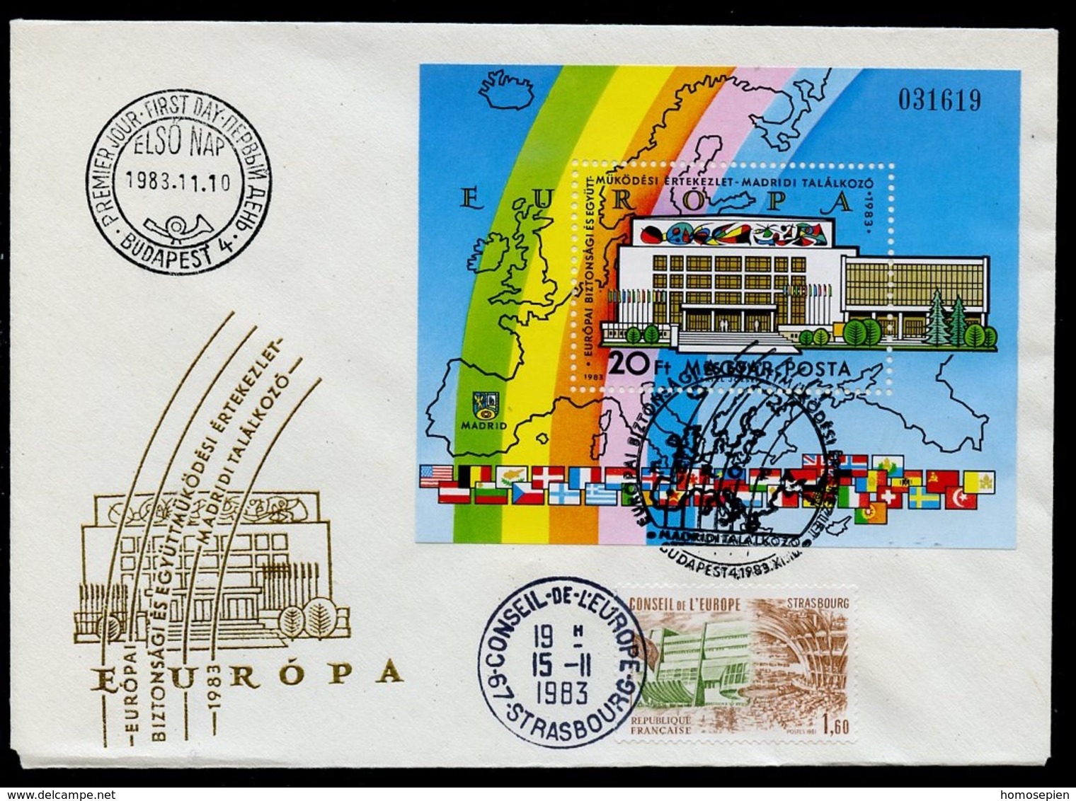 Hongrie - Hungary - Ungarn FDC 1983 Y&T N°BF171 - Michel N°B168A - EUROPA KSZE - Conseil De L'Europe - FDC