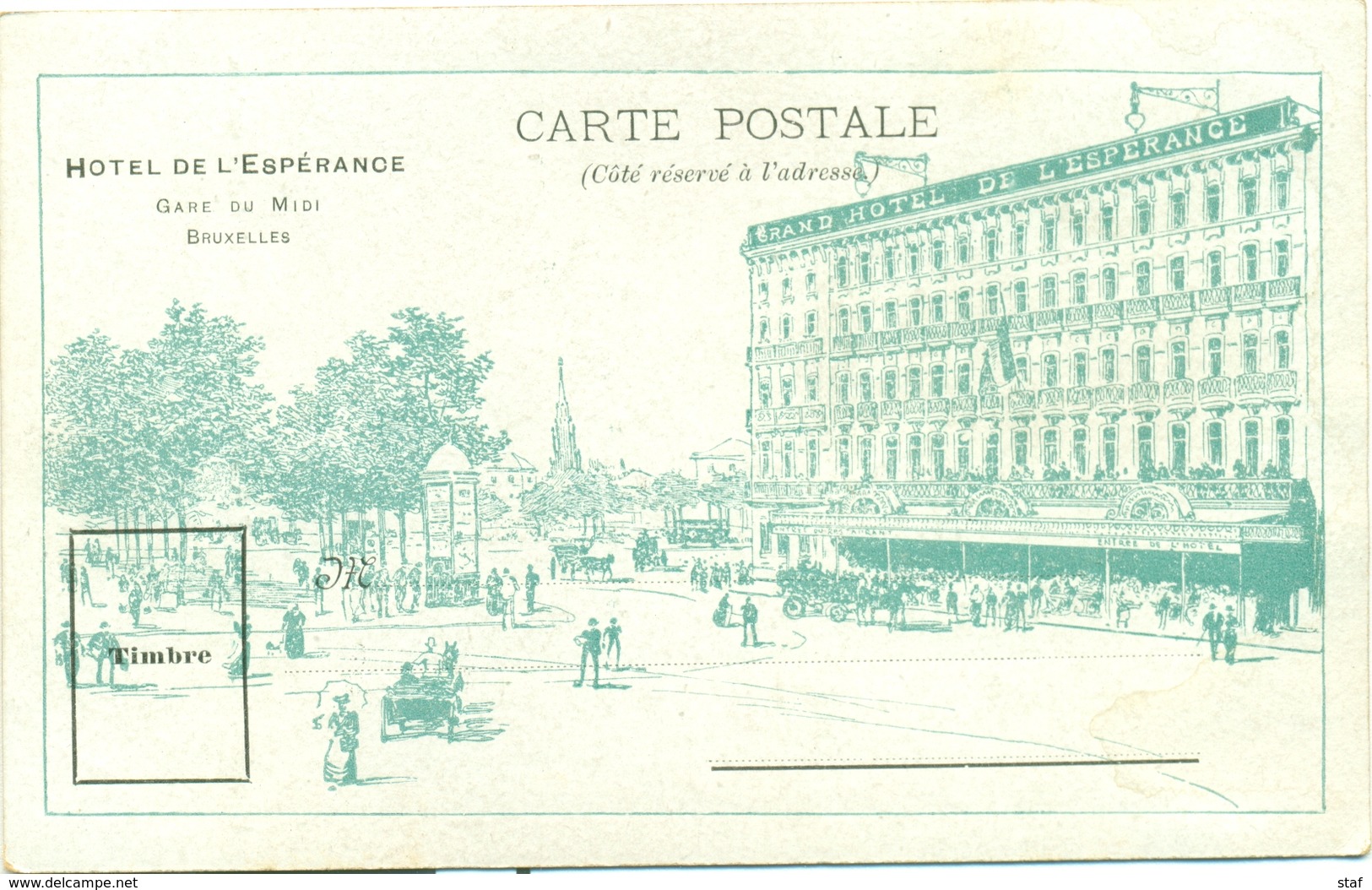 Souvenir De L' Hôtel De L'Esperence  à Bruxelles  Avec L'Eglise Collégiale Des SS. Michel Et Gudule - Hotels & Restaurants