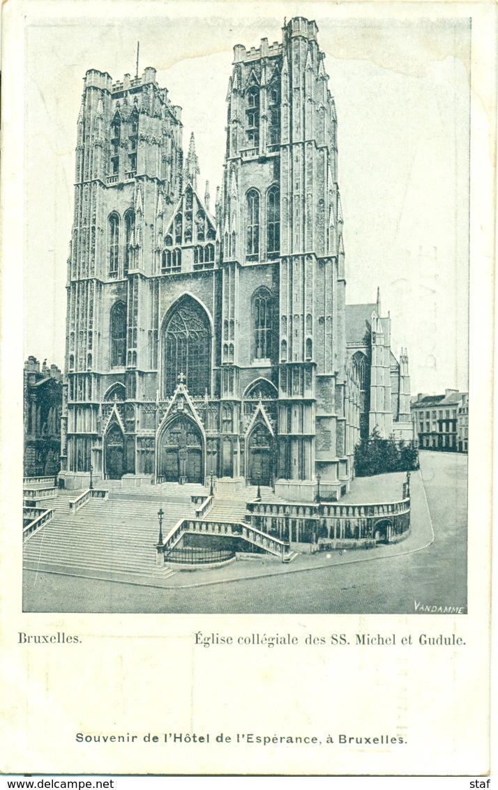 Souvenir De L' Hôtel De L'Esperence  à Bruxelles  Avec L'Eglise Collégiale Des SS. Michel Et Gudule - Alberghi & Ristoranti