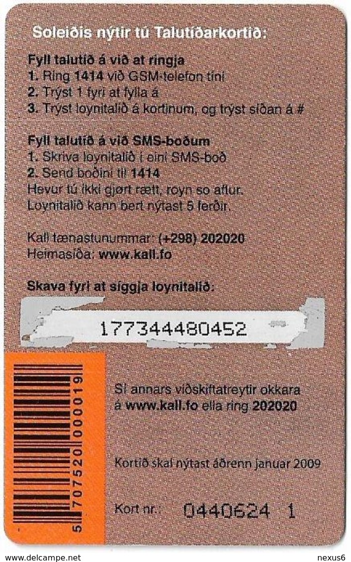 Faroe - Kall Frælsi, 50Kr. GSM Refill, Exp.01.2009, Used - Islas Faroe