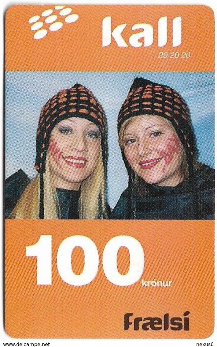 Faroe - Kall, Two Women With Painted Face, 100Kr. GSM Refill, Exp.01.2007, Used - Faroe Islands