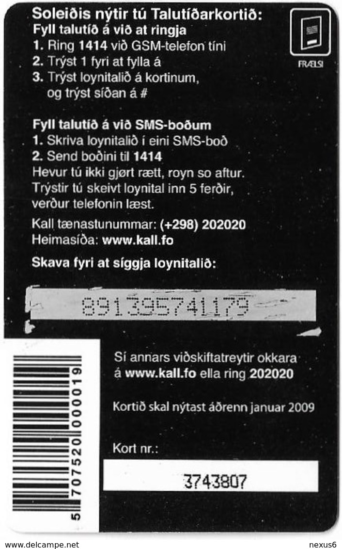 Faroe - Kall, The Dreams #3, 50Kr. GSM Refill, Exp.01.2009, Used - Isole Faroe