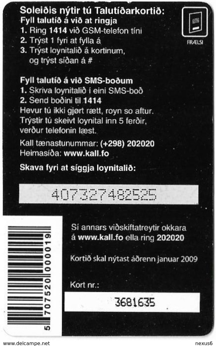 Faroe - Kall, The Dreams #4, 50Kr. GSM Refill, Exp.01.2009, Used - Isole Faroe