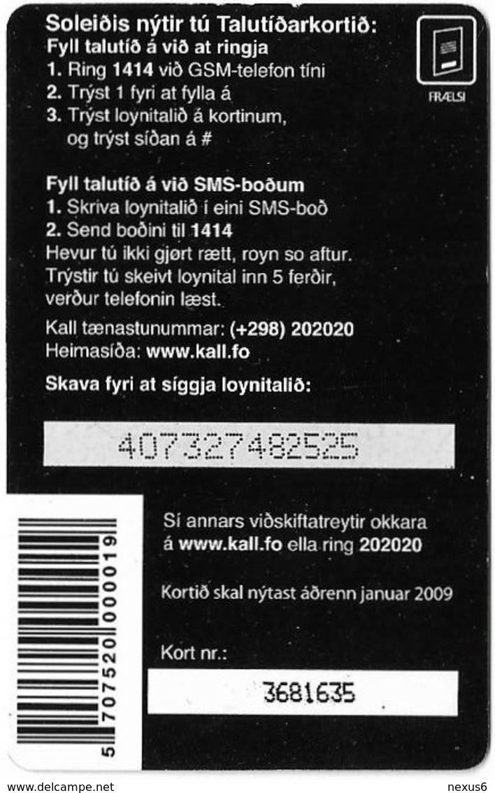 Faroe - Kall, The Dreams #4, 50Kr. GSM Refill, Exp.01.2009, Used - Féroé (Iles)