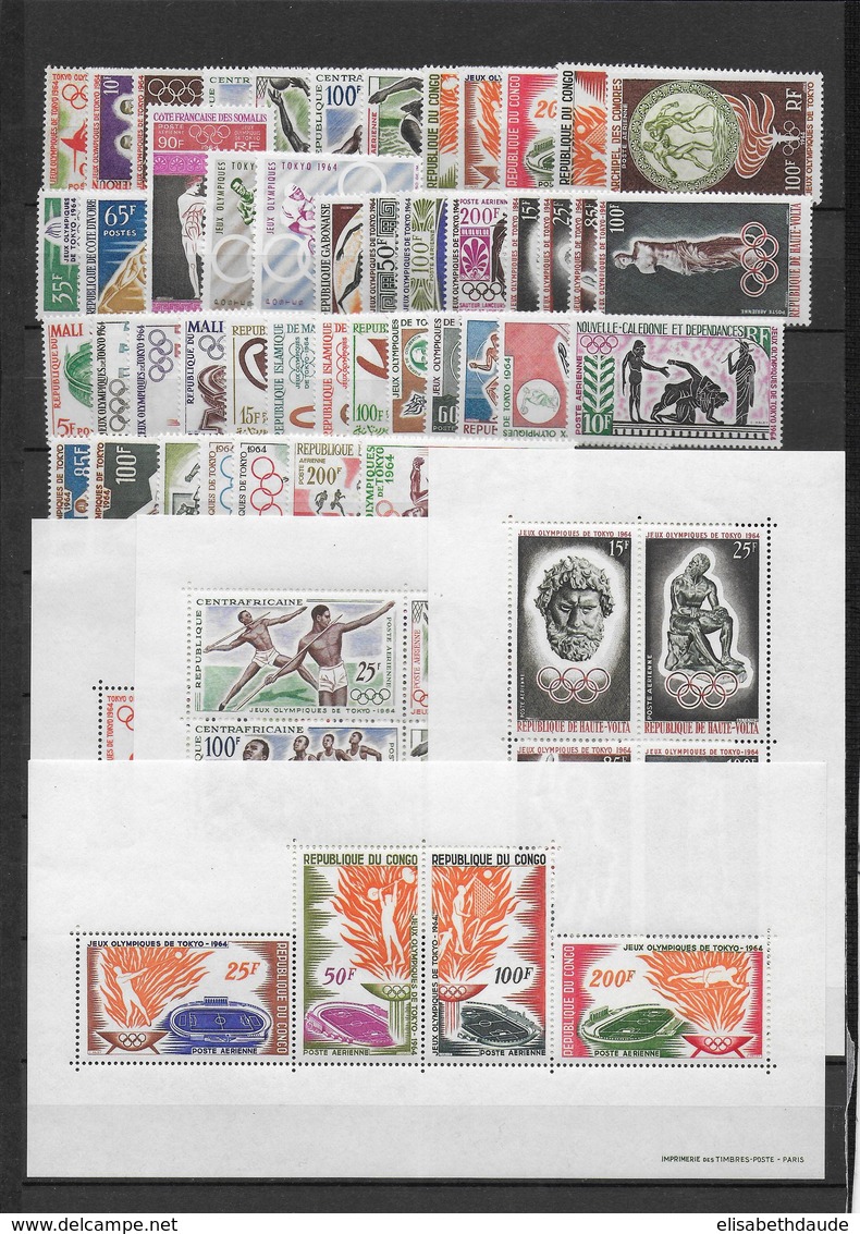 SERIE EXPRESSION FRANCAISE - 1964 - SERIE JEUX OLYMPIQUES TOKYO COMPLETE ** MNH - 45 VALEURS + 9 BLOCS - COTE = 282 EUR. - Unclassified