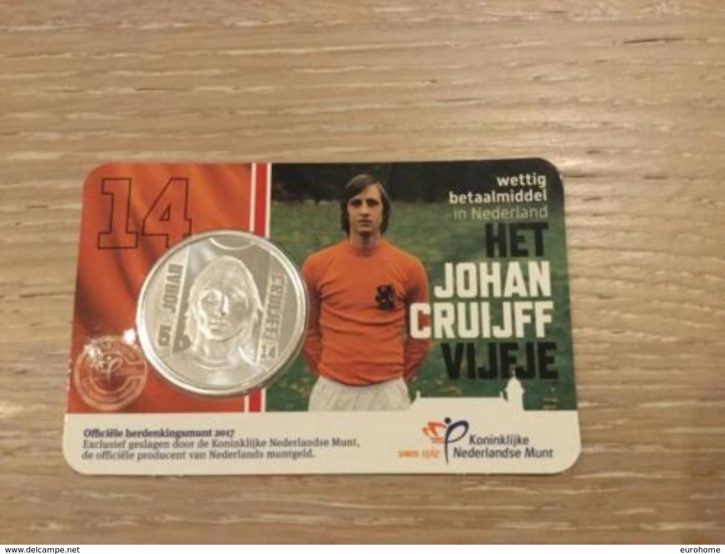 Nederland 2017     5 Euro  " JOHAN CRUIJFF  Vijfje "  Deze Munt Bevind Zich In Een Mooie Coincard En Is Zeer Zeldzaam !! - Pays-Bas