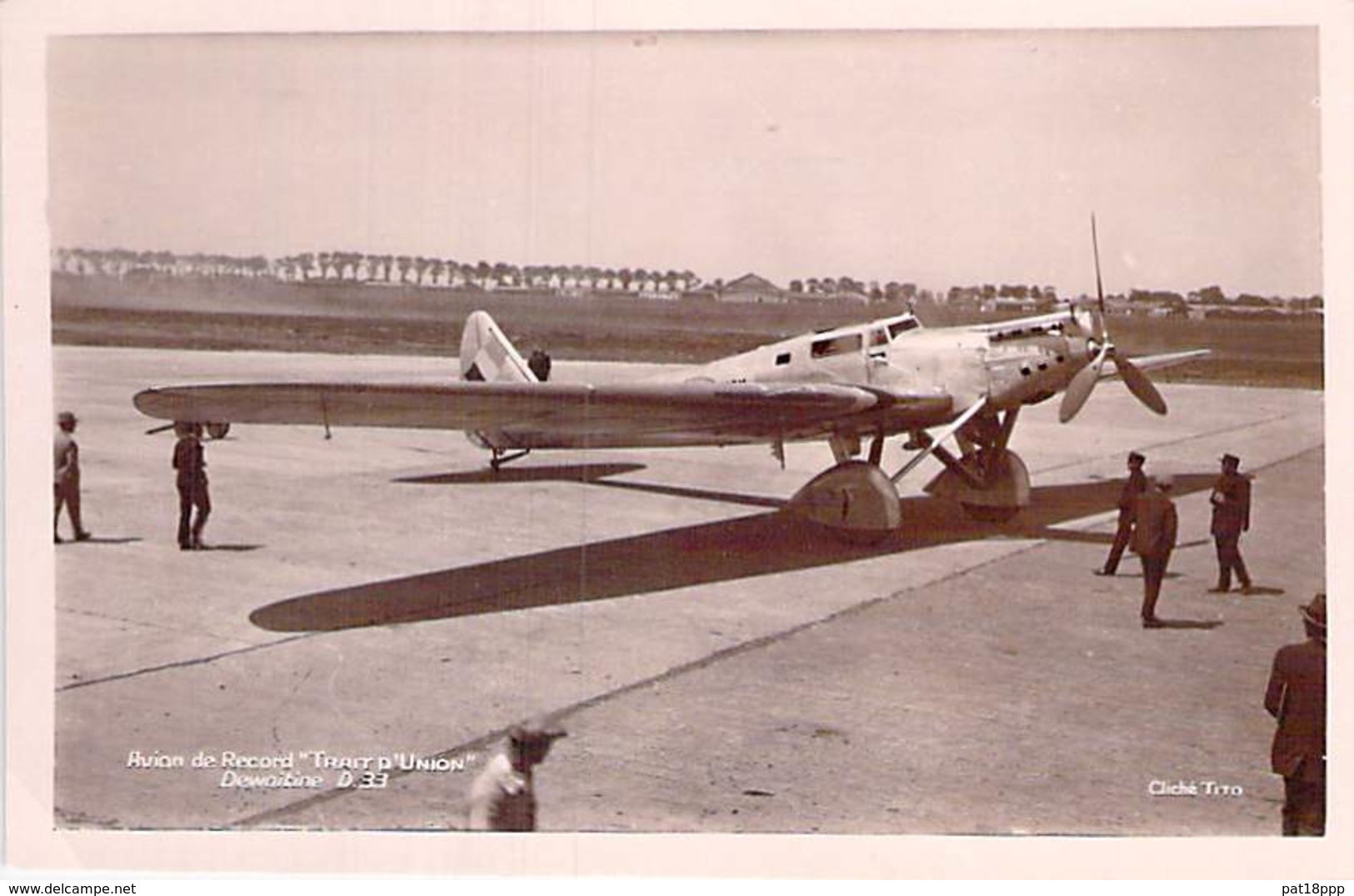 AVIATION Avion MILITARIA (entre 2 Guerres 1919-38) " TRAIT D'UNION " Dewoitine D 33 - Pilotes DORET / LE BRIX - CPSM PF - 1919-1938: Entre Guerres