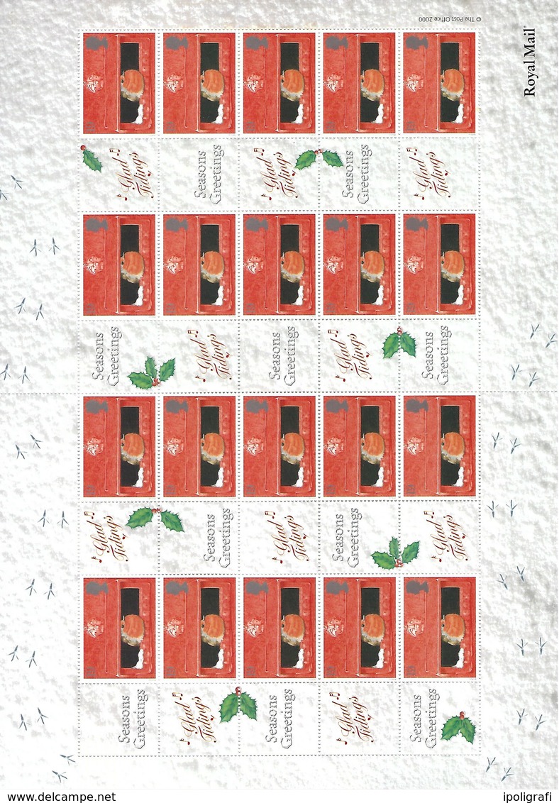 Gran Bretagna, 2000 Natale 2 Fogli Smilers, Perfetti - Persoonlijke Postzegels
