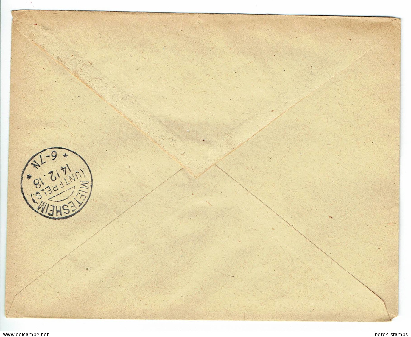 FRANCE - N° 107 - ALSACE-LORRAINE - Type BLANC Sur Lettre Avec Oblitération MIETESHEIM DE 1918 - 14/12/18 - 1877-1920: Période Semi Moderne