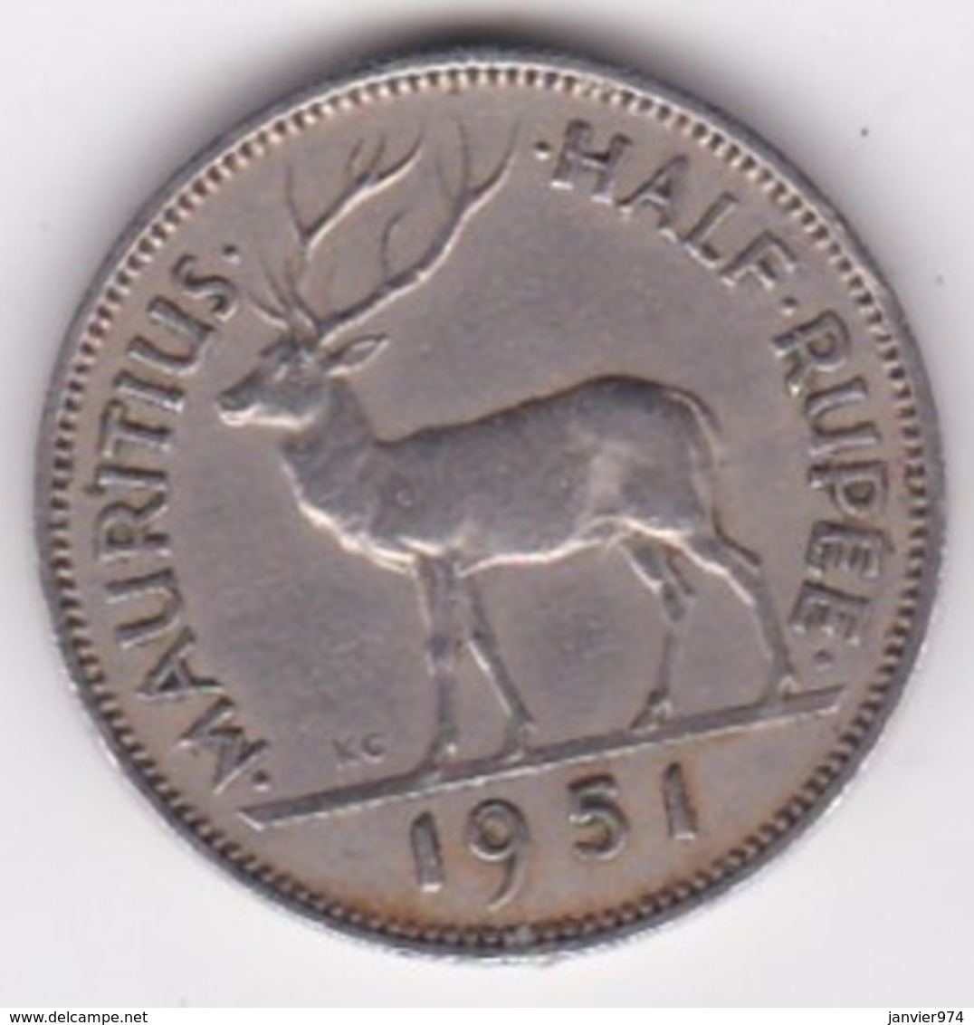 Ile Maurice 1/2 Rupee 1951 George VI. KM# 28 - Mauricio