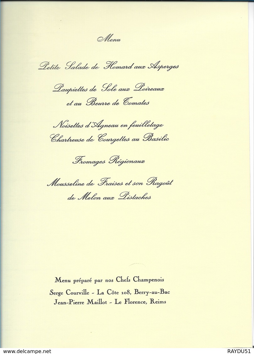 MENU - Carte MUMM - CONVENTION DES AGENTS MUMM ET HEIDSIECK MONOPOLE ( à Négocier) - Menus