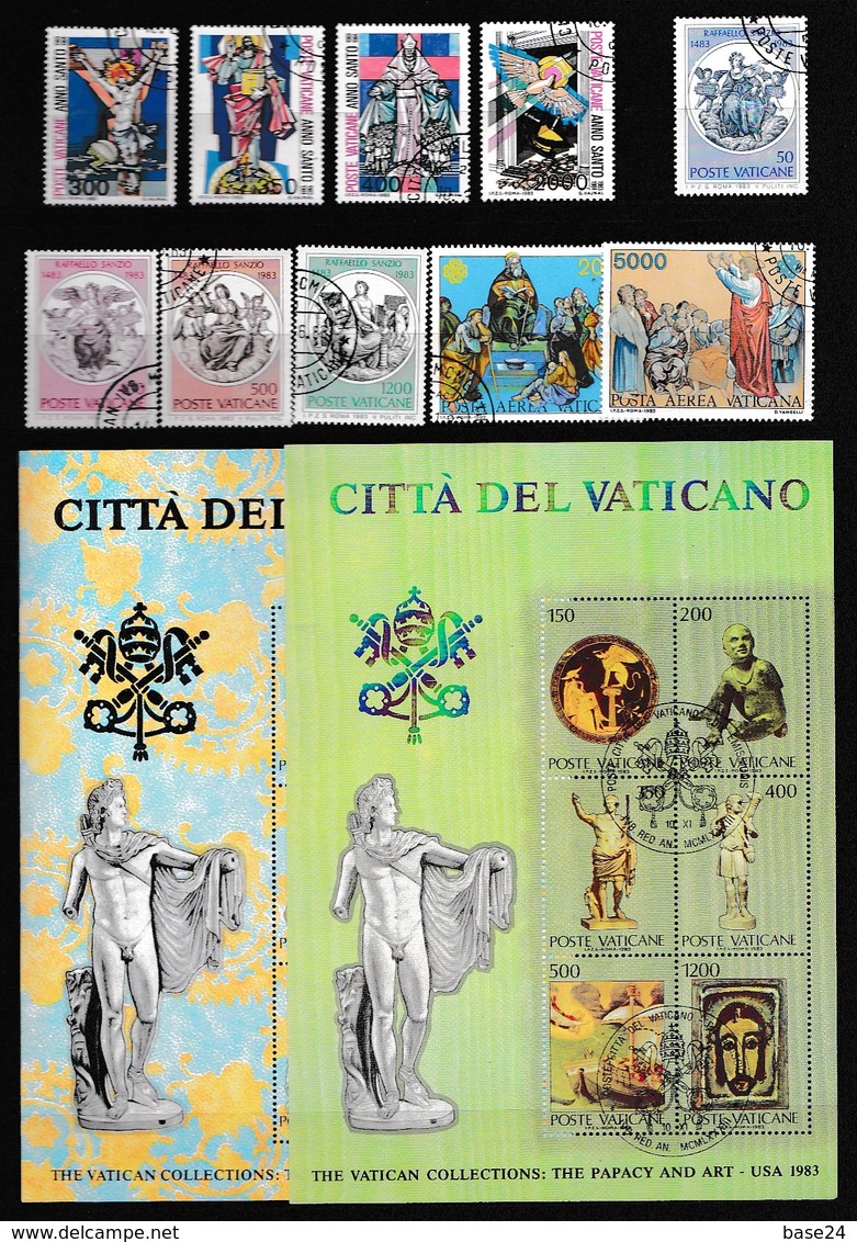 1983 Vaticano Vatican GIOVANNI PAOLO II ANNATA USATA YEAR: ANNO SANTO, RAFFAELLO, AEREA + 2 Foglietti Arte USED - Annate Complete