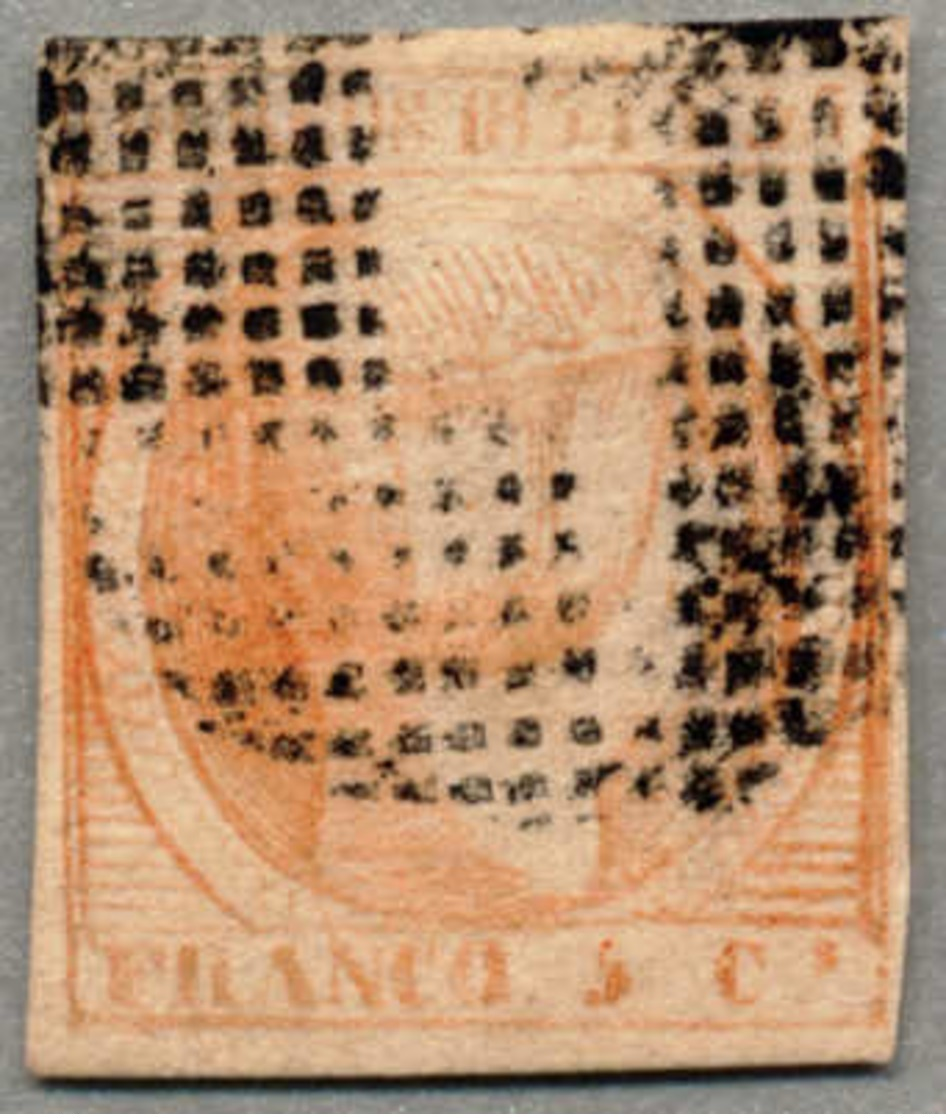 Gest. 1854, 5 C., Orange, Fine Lines, Oval Grid Cancel, Good Margins All Around, VF!. Estimate 400€. - Philippinen