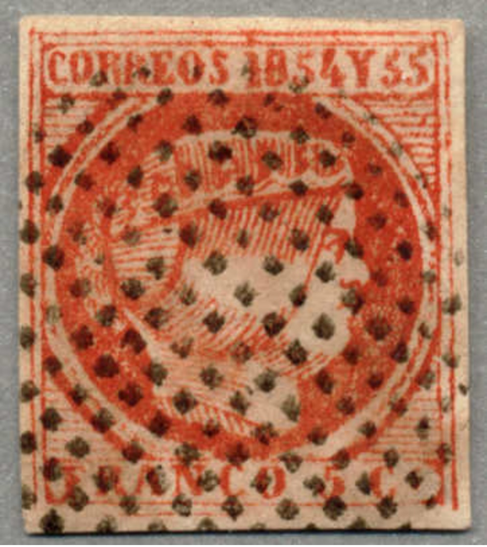 Gest. 1855, 5 C., Carmine, Used, Sperati FORGERY (dot Above S And Lines Joined Above 1 - See Nigel Gooding #6F1 - Spanis - Philippinen