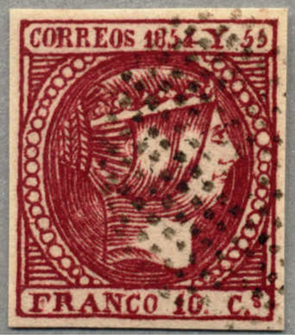 Gest. 1854, 10 C., Carmine, Used, Sperati FORGERY (central Stroke Of F Is Weak, Dot On 0 Of 10 - See Nigel Gooding #2F3A - Philippinen