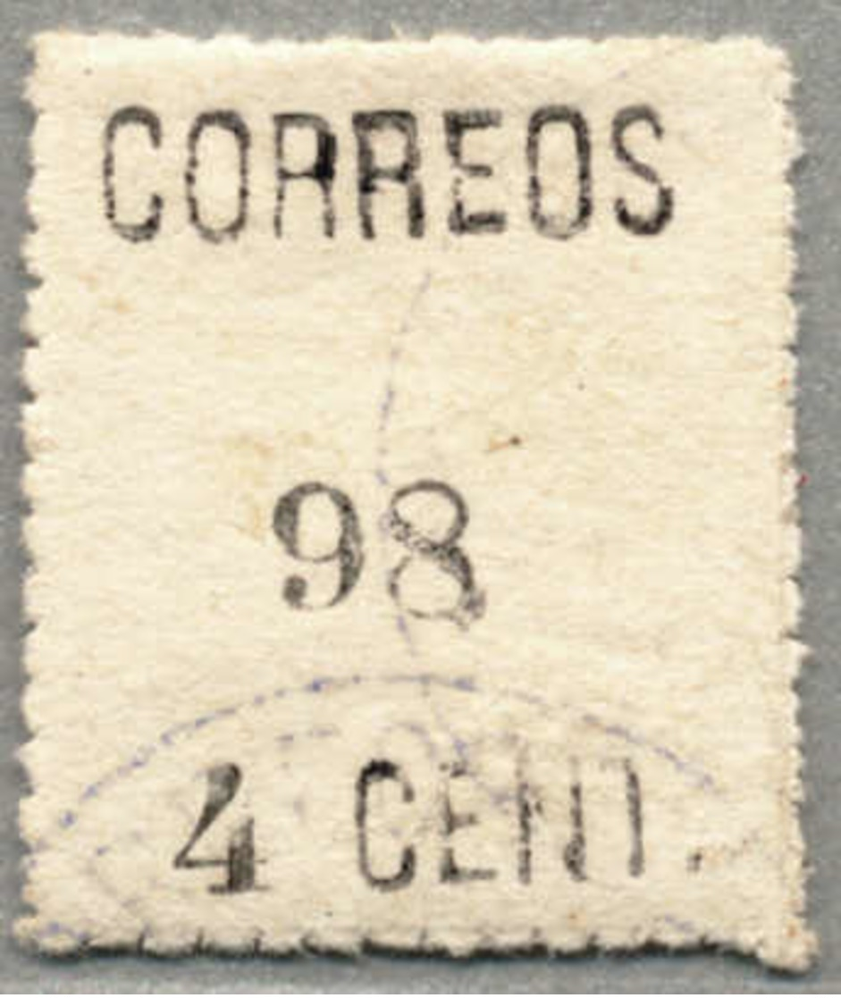 Gest. 1898, Spanish Outpost/La Union, 4 C., Black, Used, With White Paper, Serrated Perf. 13 1/2, Very Fresh And Attract - Philippinen