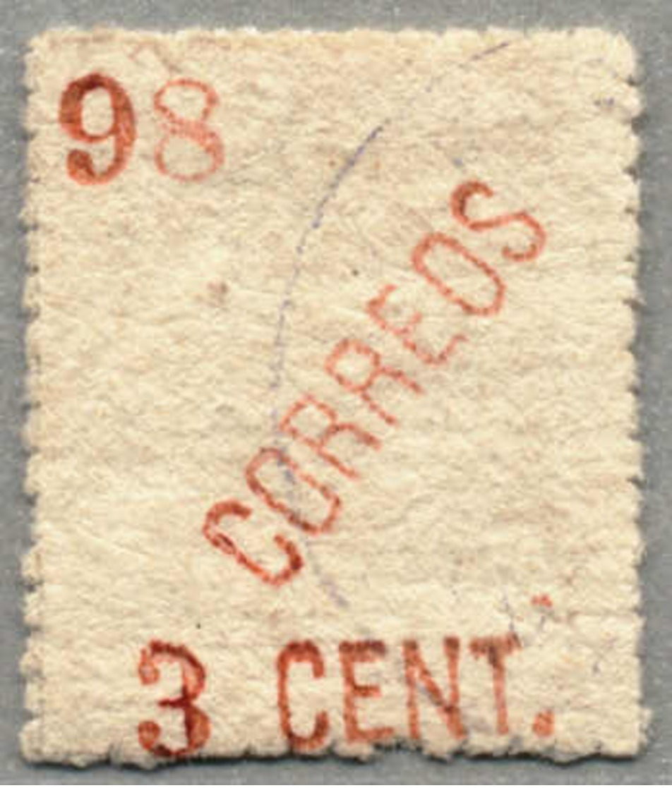 Gest. 1898, Spanish Outpost/La Union, 3 C., Red, Used, On Laid Paper, Serrated Perf. 13 1/2, Very Fresh And Attractive,  - Philippinen