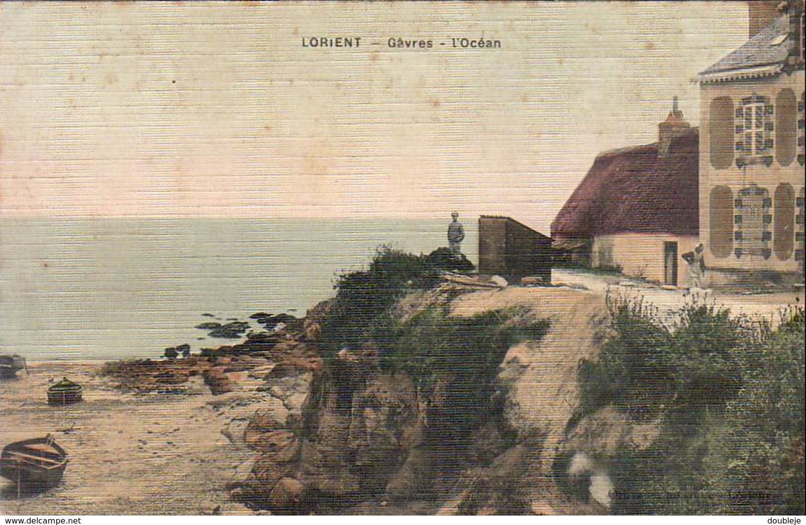 D56  LORIENT  Gâvres L'Océan  ........... Carte Toilée Peu Courante - Lorient