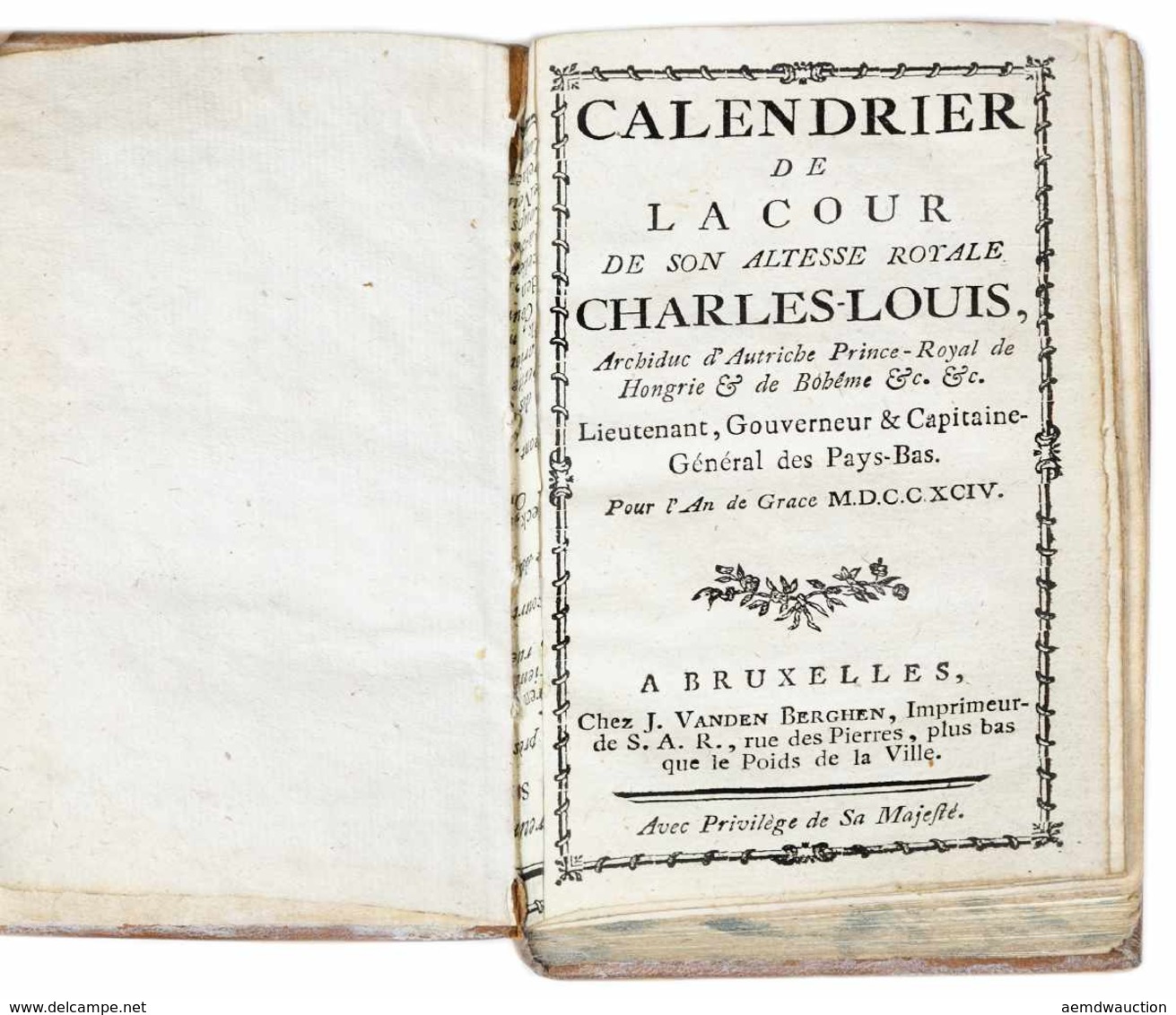 [BELGICANA BRUXELLES] ALMANACH NOUVEAU POUR L'ANNÉE 176 - Autres & Non Classés