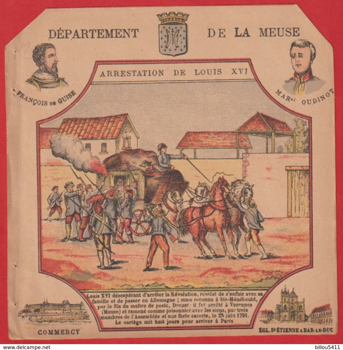 Protége Cahier Ancien Fin XIXéme Collection Serie INSTRUCTIVE  Dep De La Meuse ( Arrectation De Louis XVI ) - Protège-cahiers