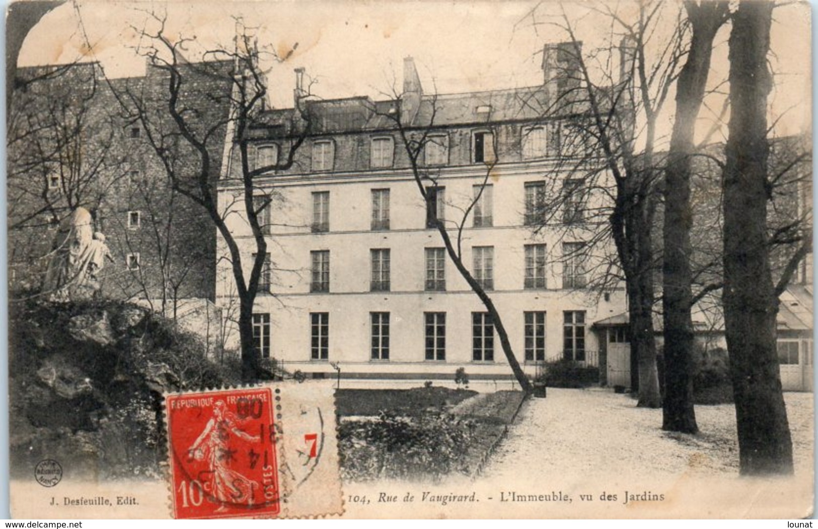 75 PARIS 15ème - Rue De Vaugirard - L'immeuble, Vu Des Jardins  ( La Ligne Blanche Milieu Est Un Défaut Du Scan) * - Arrondissement: 15