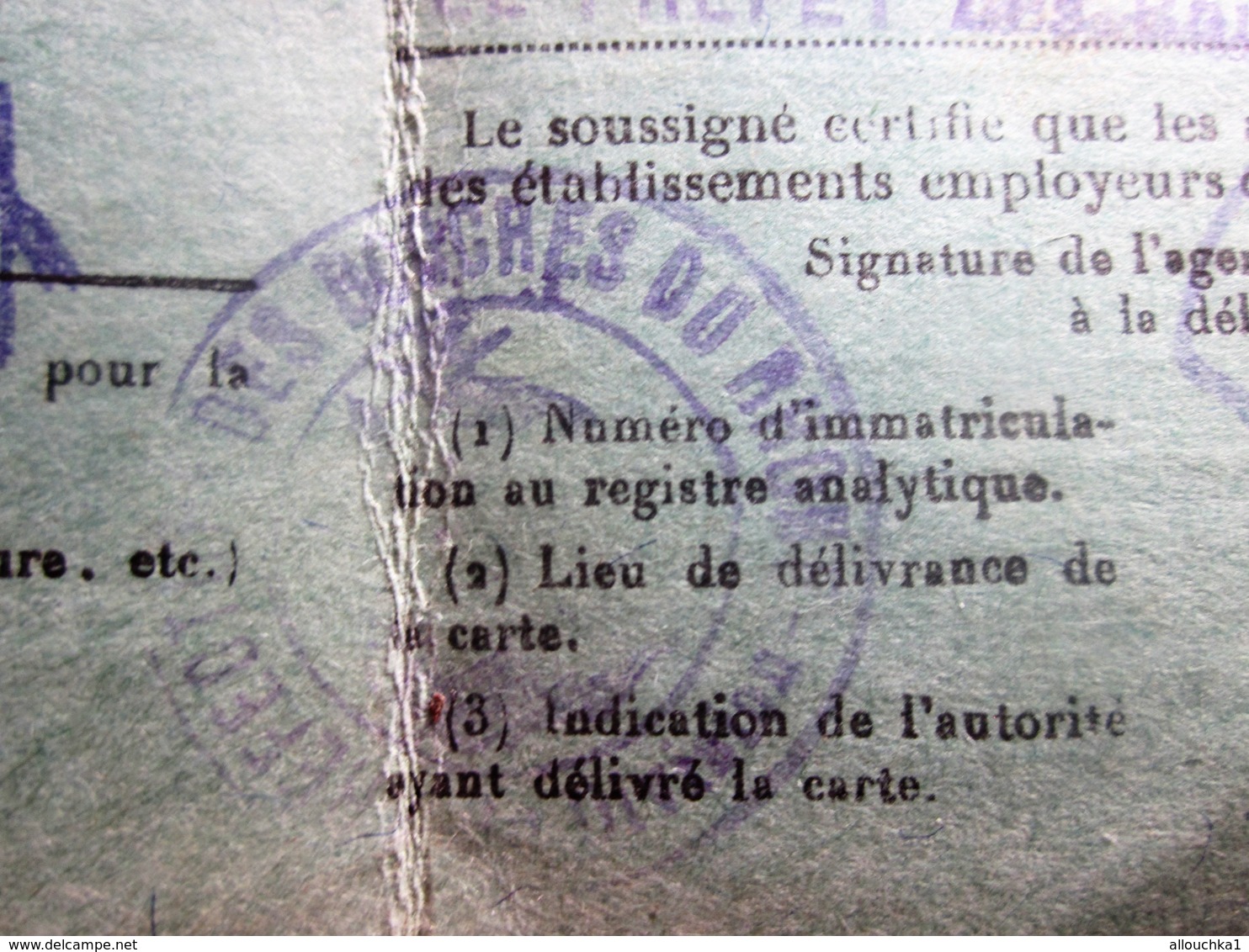 1941 CARTE IDENTITÉ PROFESSIONNELLE VOYAGEURS REPRÉSENTANT COMMERCE TITRE DE TRANSPORT 2 TIMBRE FISCAL DA - Documenti Storici