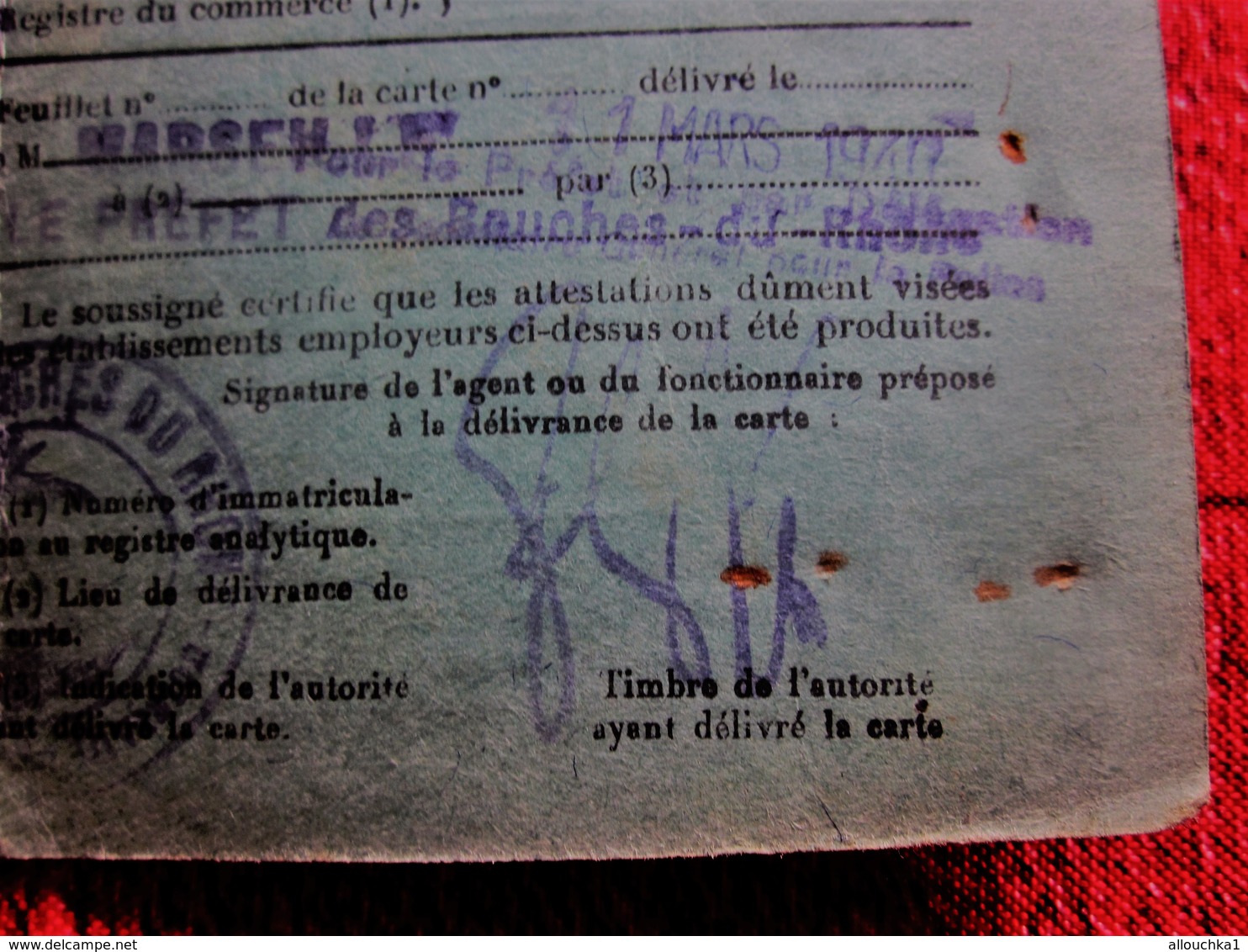 1941 CARTE IDENTITÉ PROFESSIONNELLE VOYAGEURS REPRÉSENTANT COMMERCE TITRE DE TRANSPORT 2 TIMBRE FISCAL DA