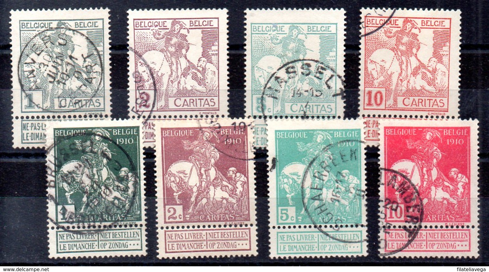 Bélgica Serie Completa Nº Yvert 84/91 O Valor Catálogo 40.0€ - 1910-1911 Caritas