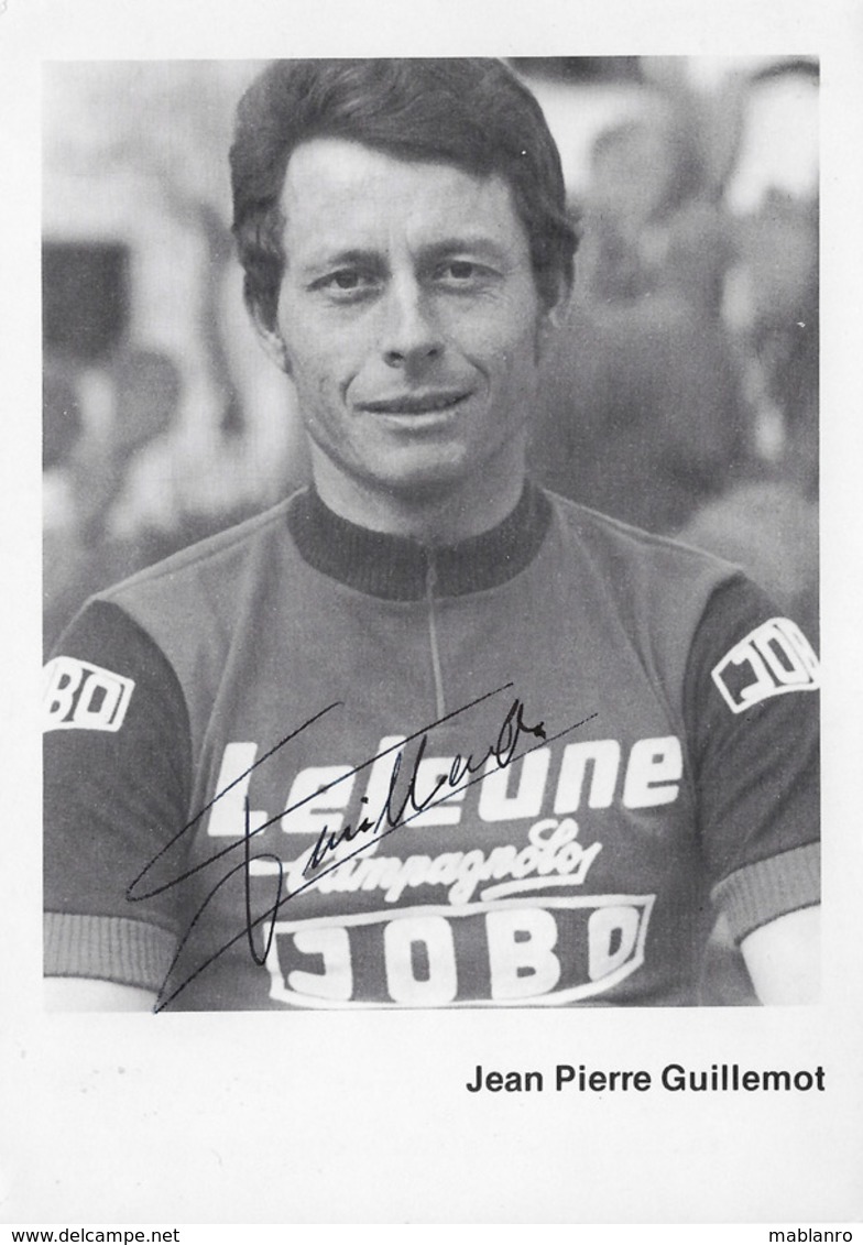 CARTE CYCLISME JEAN PIERRE GUILLEMONR SIGNEE TEAM LEJEUNE -JOBO 1974 - Cyclisme