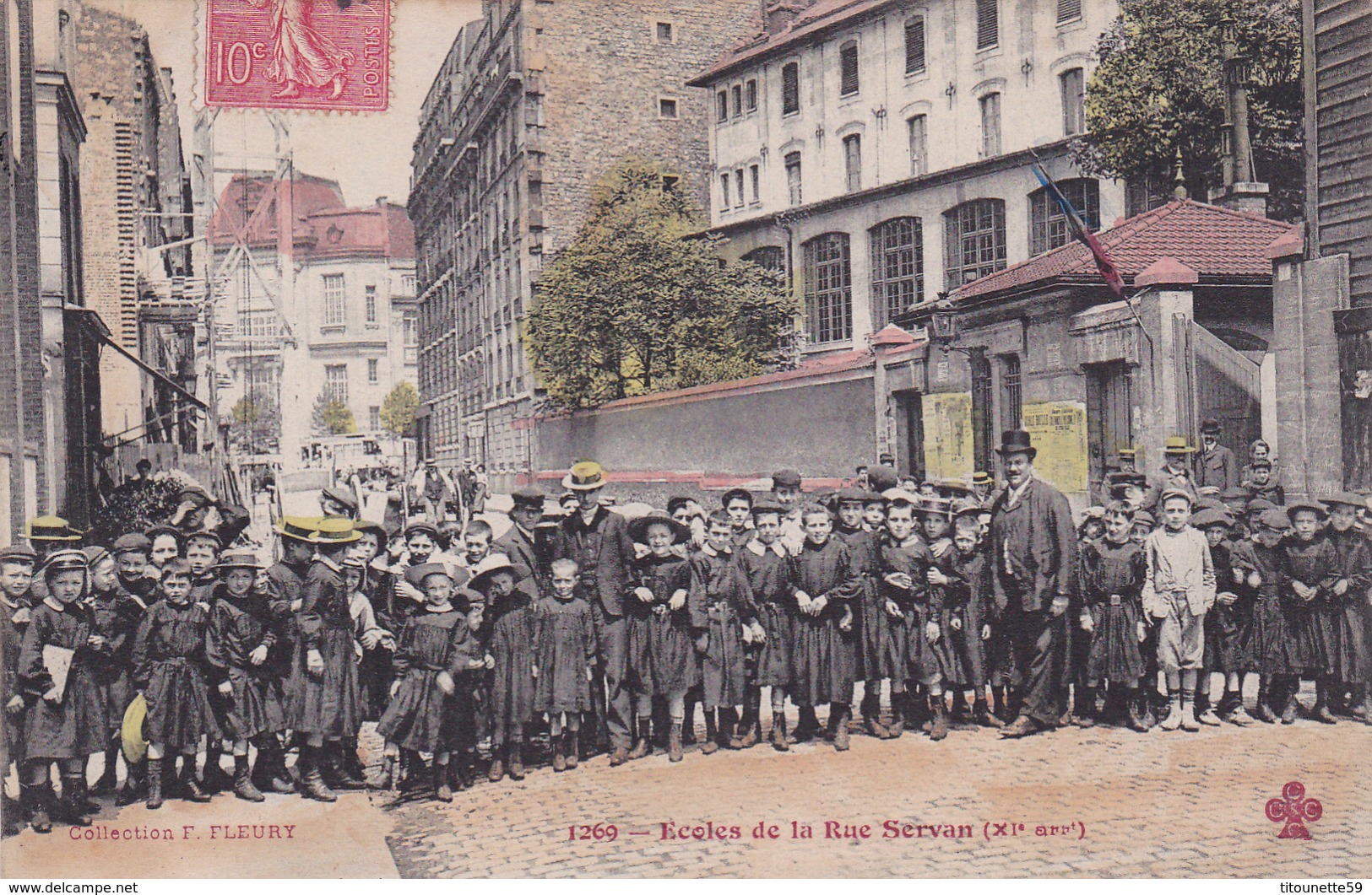 Ecoles De La Rue SERVAN PARIS XIème Arrondissement-Animation Gros PLAN-Ecrite En 1905-Timbrée-     (12/2/20) - Ecoles