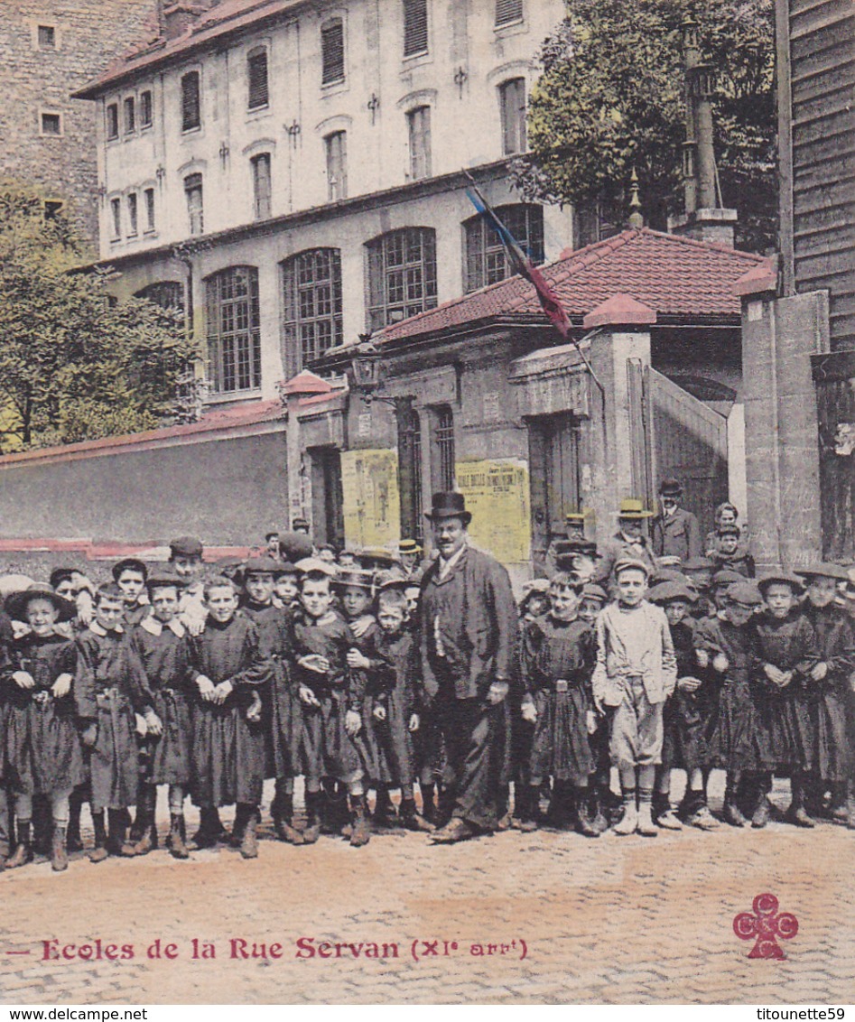 Ecoles De La Rue SERVAN PARIS XIème Arrondissement-Animation Gros PLAN-Ecrite En 1905-Timbrée-     (12/2/20) - Ecoles