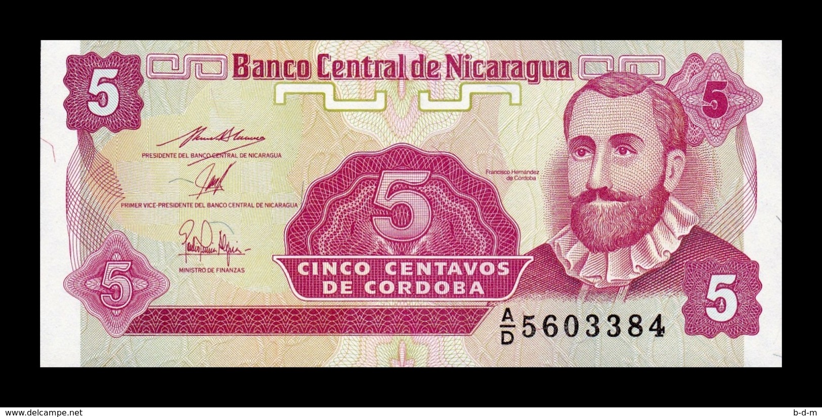 Nicaragua 5 Centavos De Córdoba 1991 Pick 168a Sign 2 SC UNC - Nicaragua