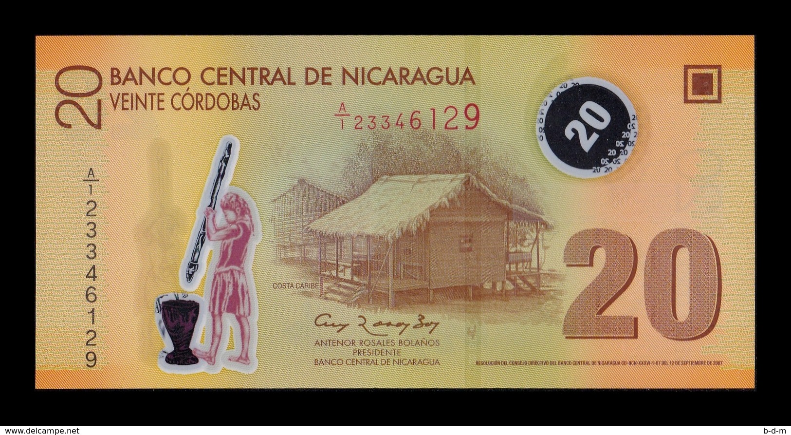 Nicaragua 20 Córdobas 2007 (2012) Pick 202b Polymer SC UNC - Nicaragua