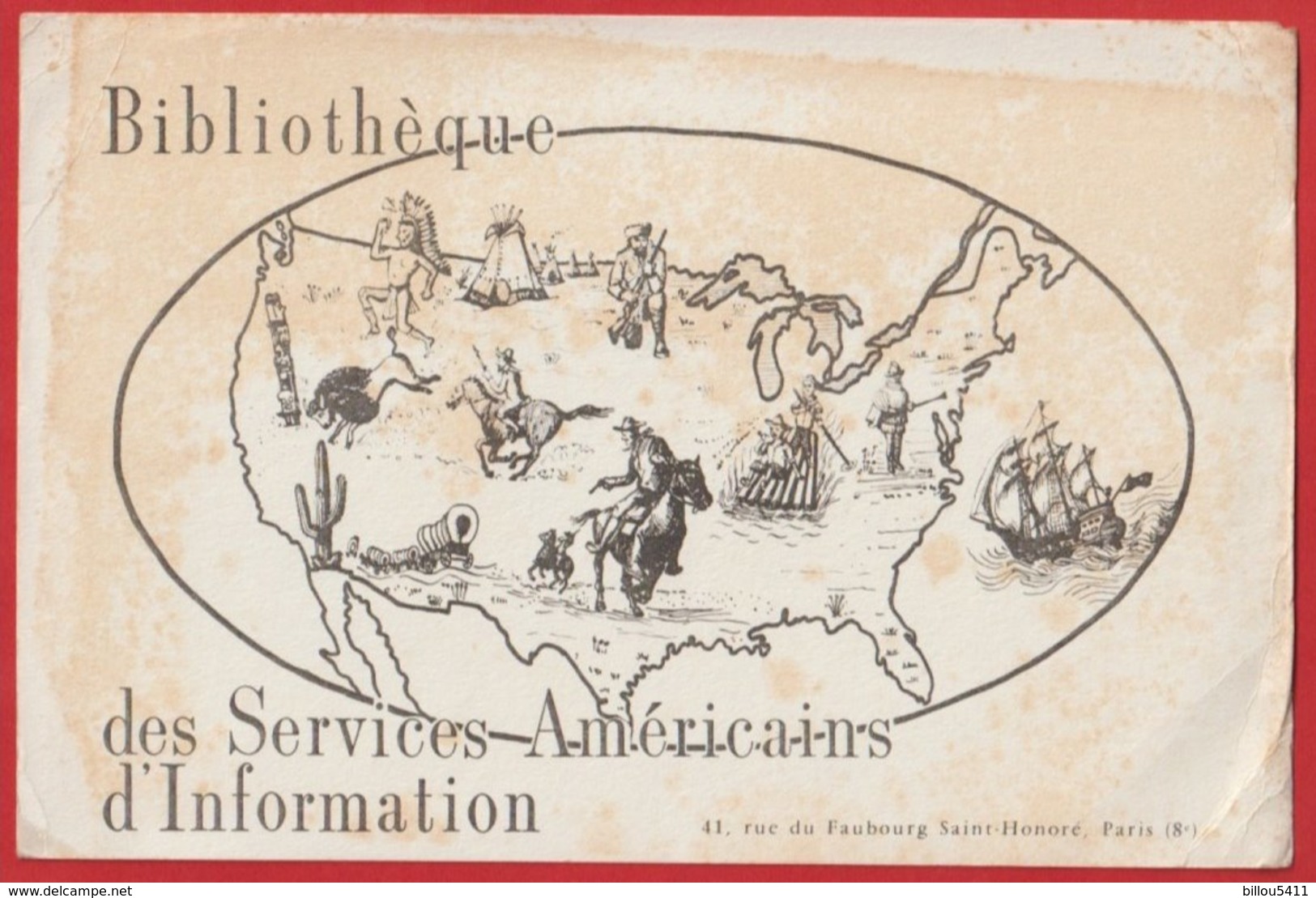 Buvard Bibliothèque Des Services Américains D'information ( Indiens ; Cow-boy ; Bisons ) - B