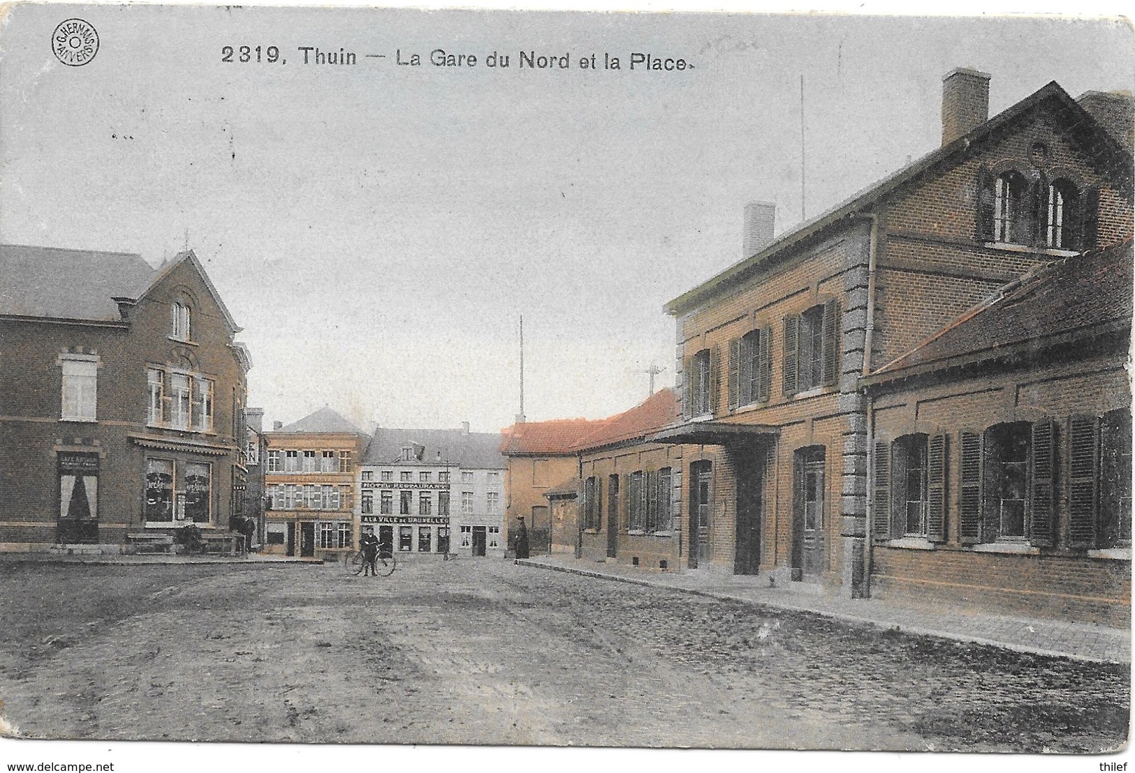 Thuin NA100: La Gare Du Nord Et La Place 1921 - Thuin