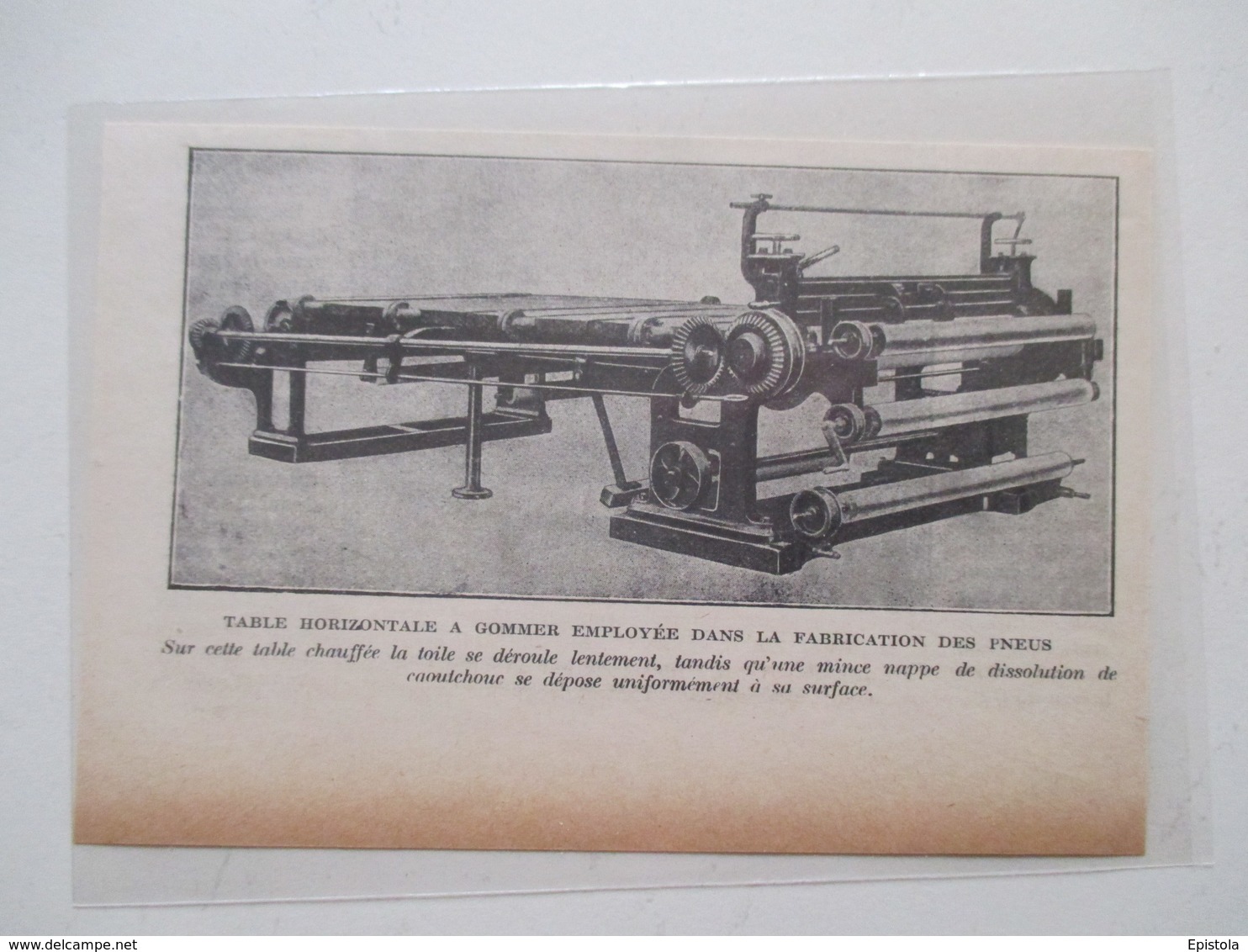 France  - Machine Table Horizontale à Gommer - Fabrication Des Pneus   -  Coupure De Presse De 1920 - Autres Appareils