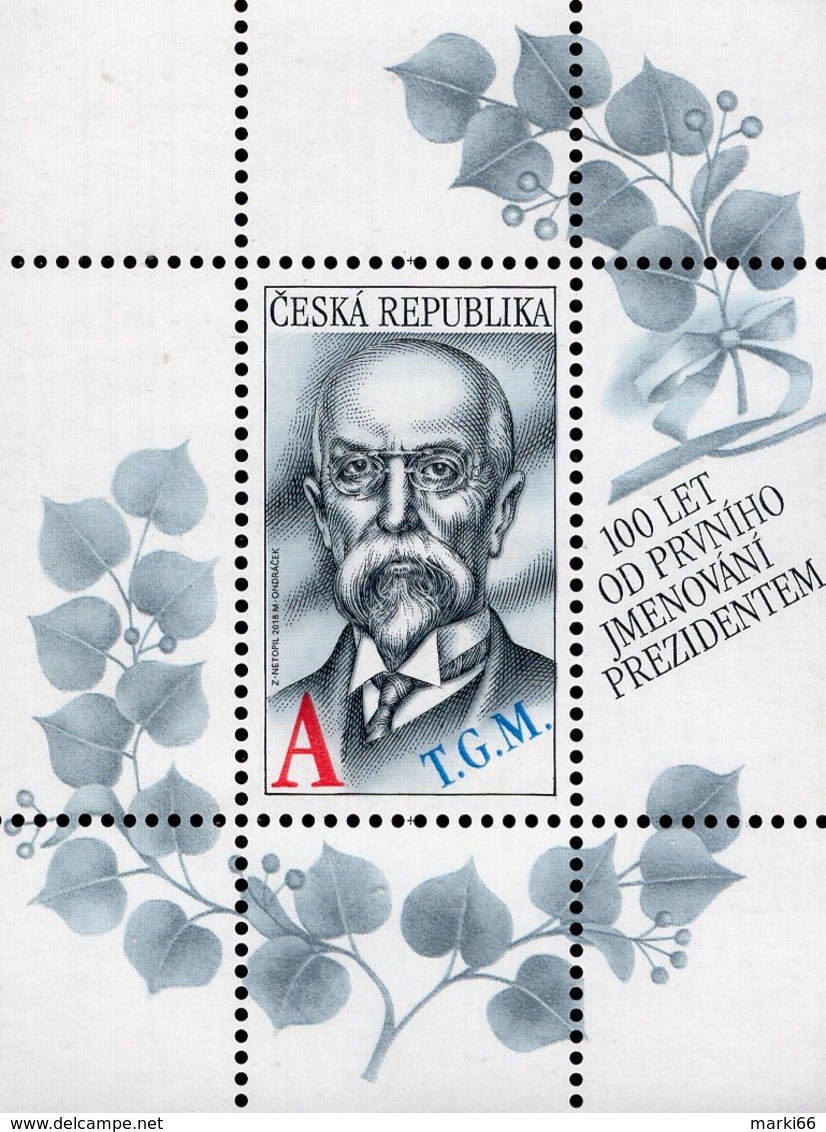 Czech Republic - 2018 - Tomáš Garrigue Masaryk, First Czechoslovak President - Mint Souvenir Sheet - Unused Stamps