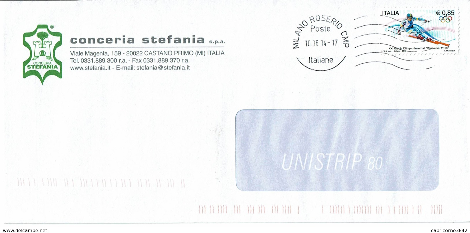 2014 - Italie - Lettre De Milan Pour La France - Tp 21e Jeux Olympiques D'Hiver à Vancouver - 2011-20: Poststempel