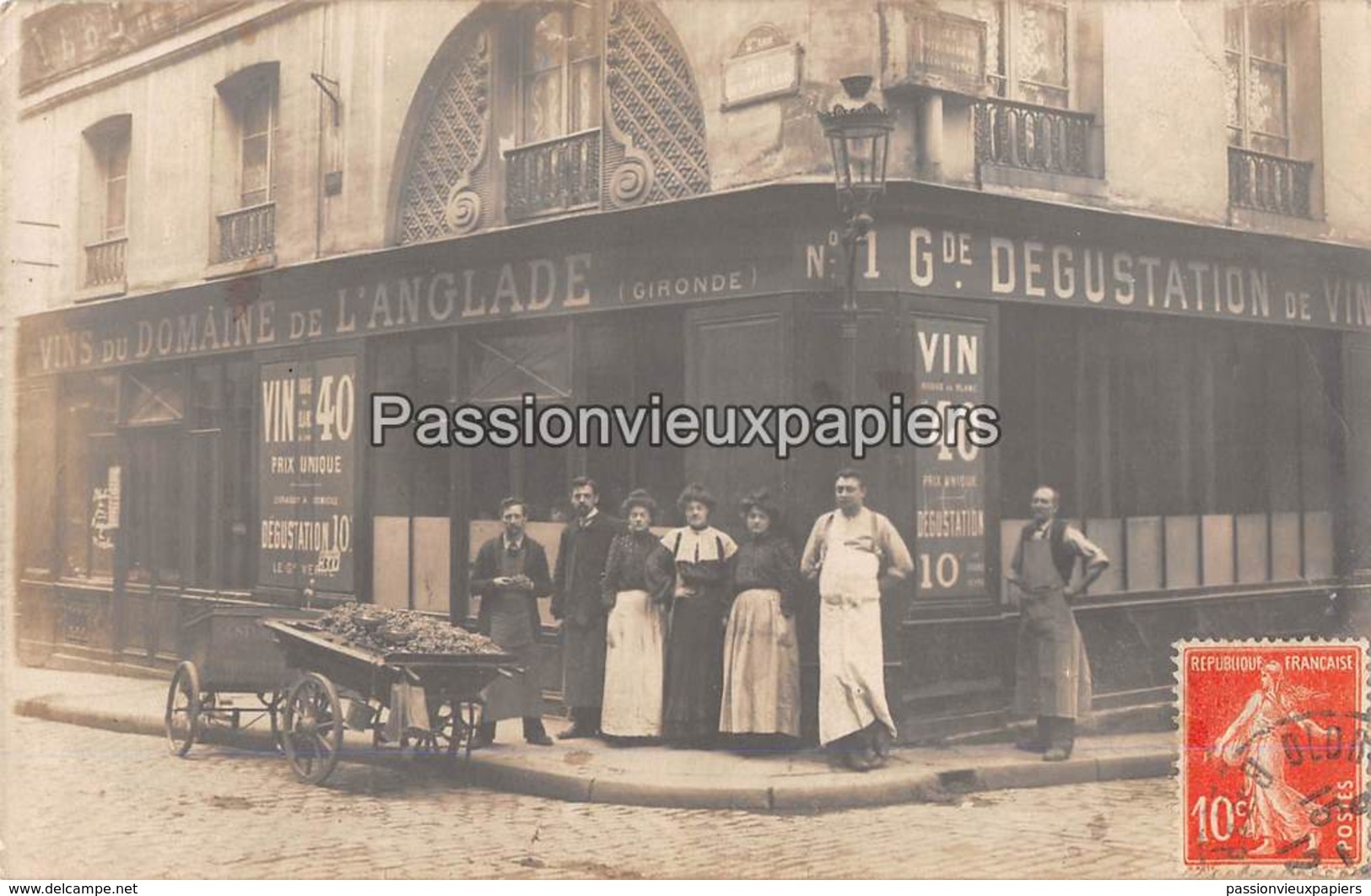 CARTE PHOTO PARIS 2ème VINS DU DOMAINE DE L'ANGLADE Au Coin Des Rue NOTRE DAME DE RECOUVRANCE Et RUE BEAUREGARD - Bar, Alberghi, Ristoranti