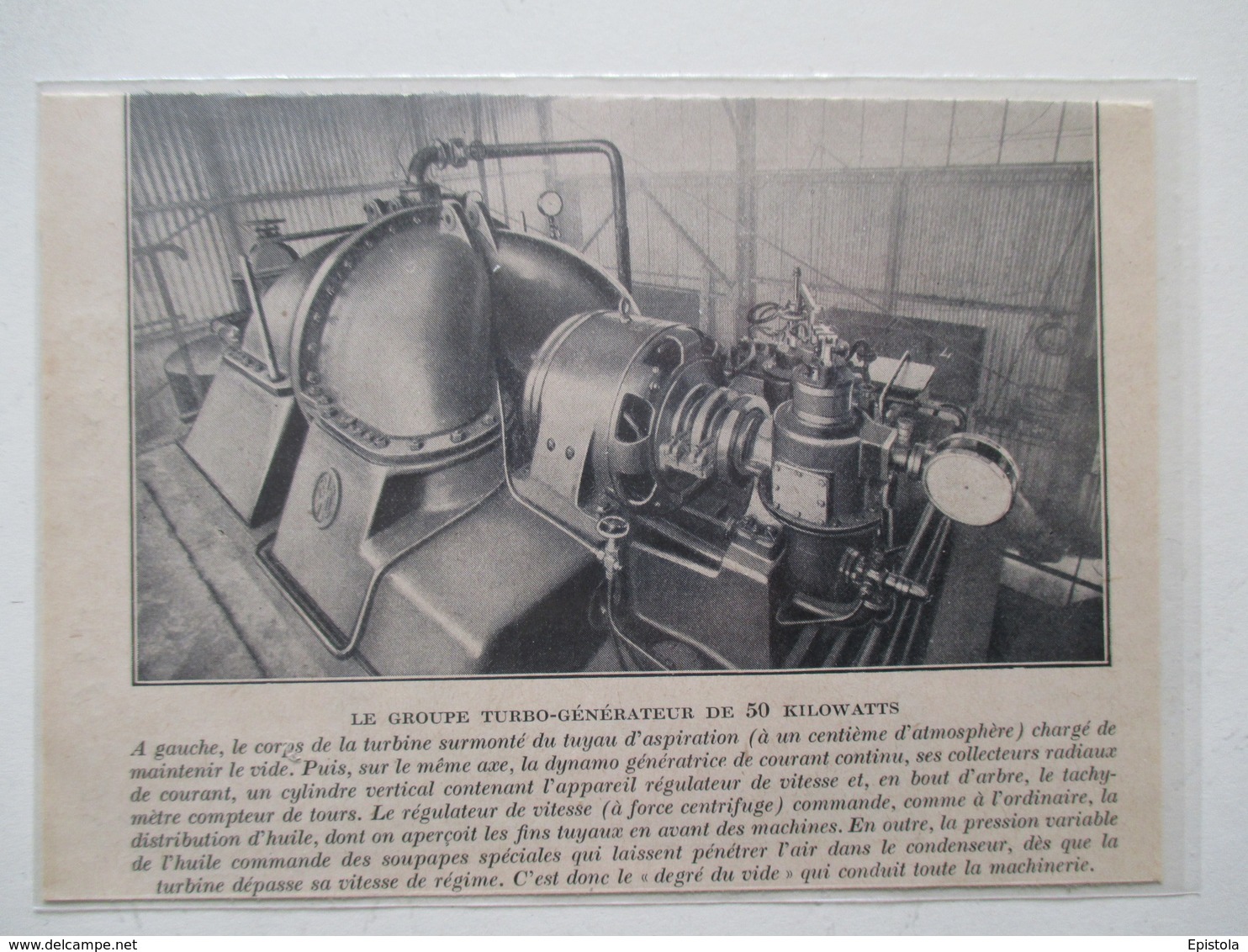 OUGREE MARIHAYE  (Acierie Belge)   Groupe Turbo Générateur De 50 KW   -  Coupure De Presse De 1928 - Altri Apparecchi