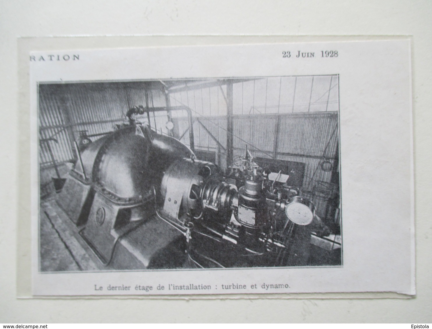 OUGREE MARIHAYE  (Acierie Belge)   Turbine Et Dynamo   -  Coupure De Presse De 1928 - Autres Appareils