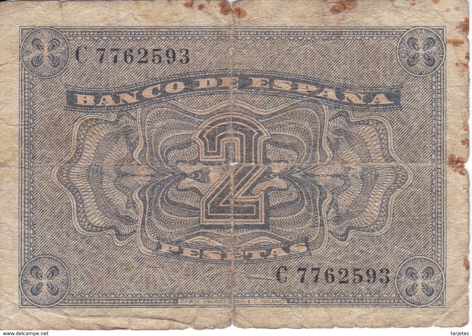 BILLETE DE 2 PTAS DE 1938 CATEDRAL DE BURGOS SERIE C  (BANKNOTE) - 1-2 Pesetas