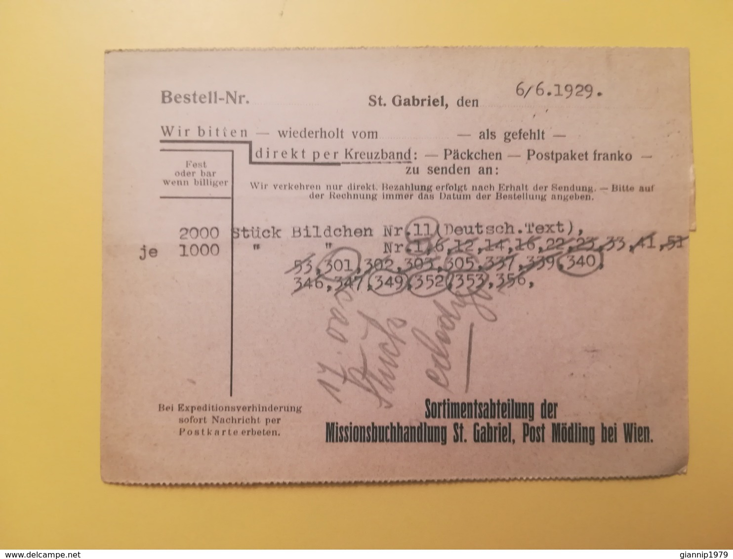 1929 INTERO CARTOLINA POSTALE POSTCARDS AUSTRIA OSTERREICH BOLLO CIFRE NUMERALS OBLITERE' MODLING BUCHERZETTEL - Altri & Non Classificati