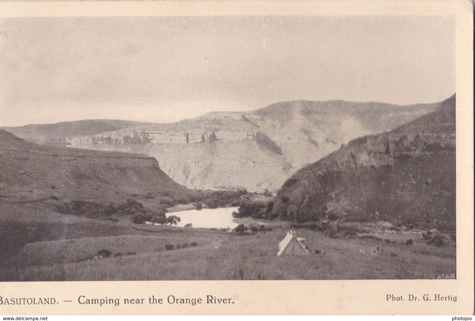 Post Card /   Basutoland  (Lesotho)   Camping Near The Orange River   Ph Hertig Sesuto Book Depot - Lesotho